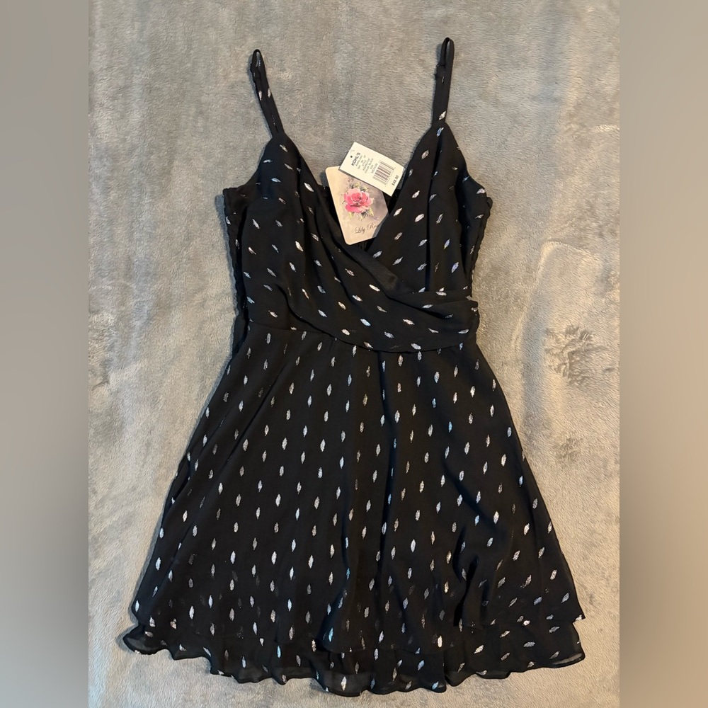 Lily Rose Black Dress with White Accents